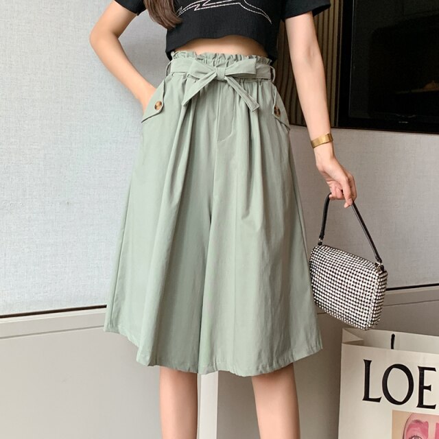 Slim Casual Trousers Shorts Khaki / S