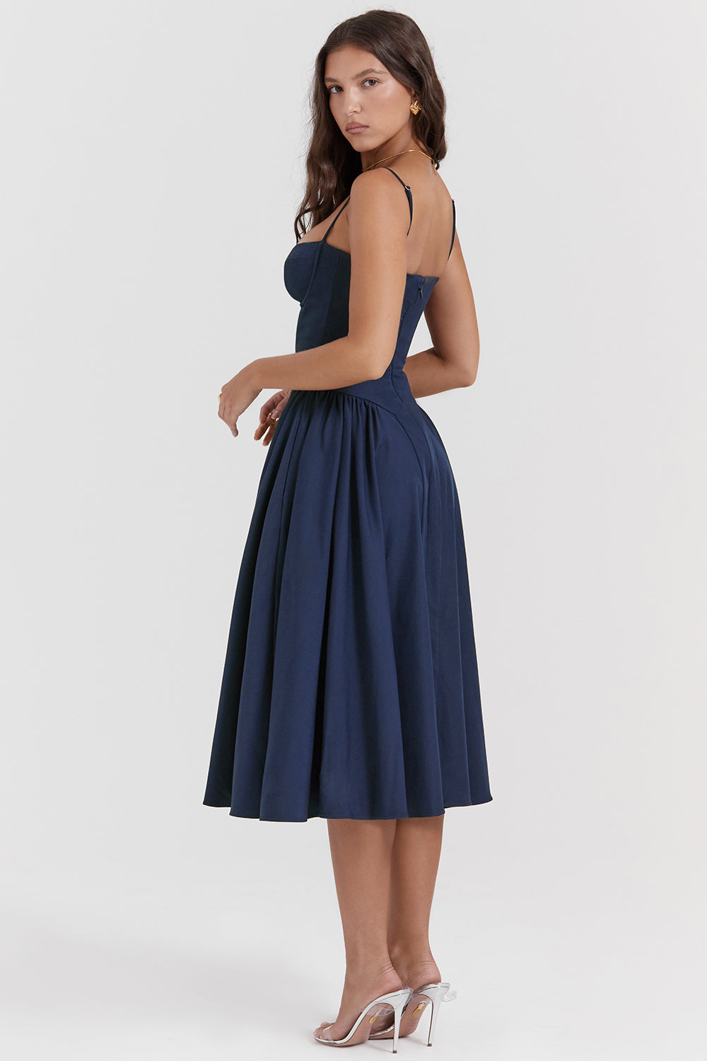 Corset Bodice Strappy Fit and Flare Midi Dress 3