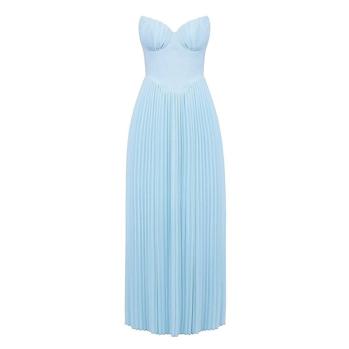 Chiffon Strapless Corset Pleated Maxi Gown - View 7