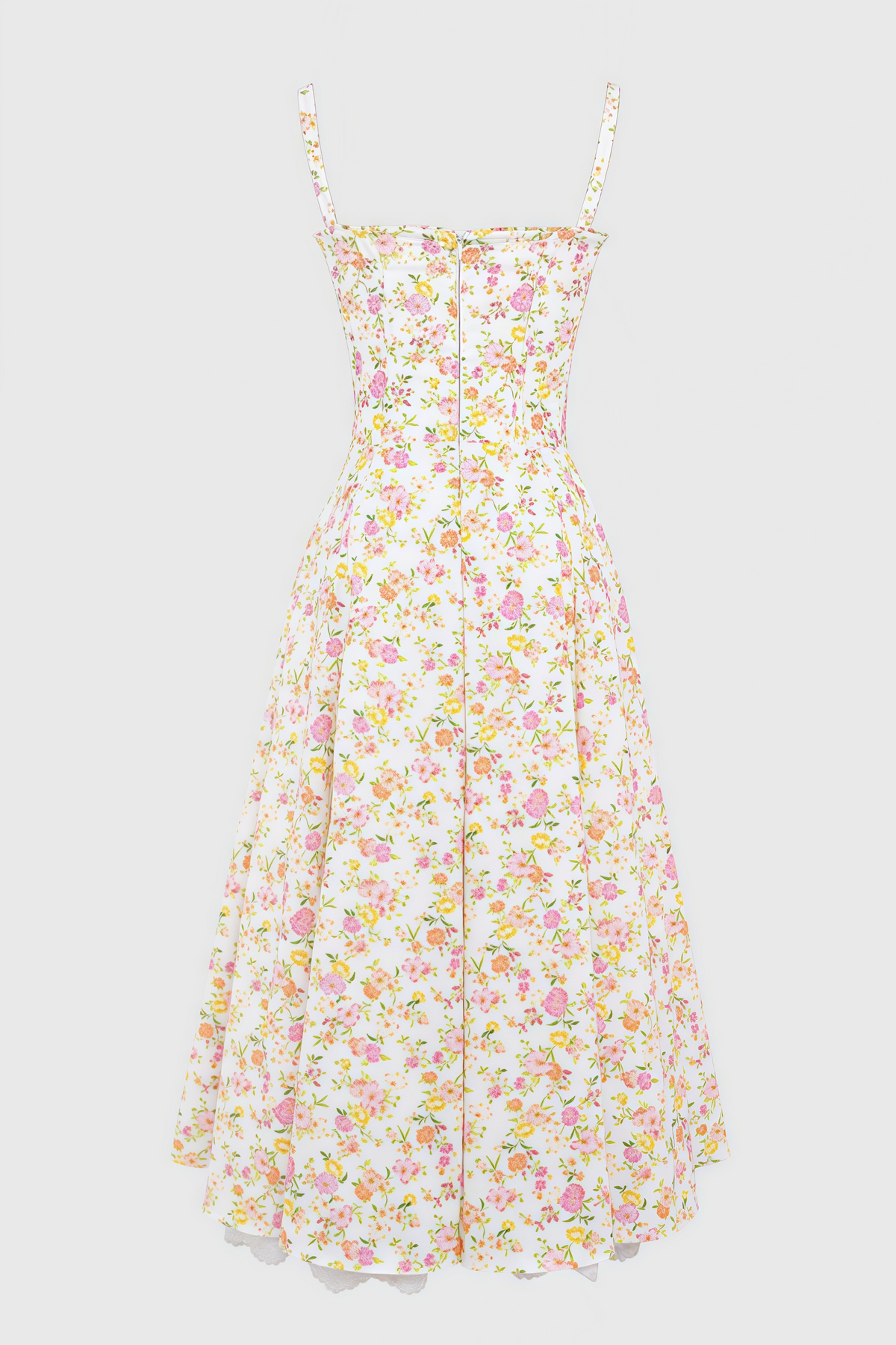 Floral Print Sweetheart Tie Front Spaghetti Strap Midi Dress - View 8