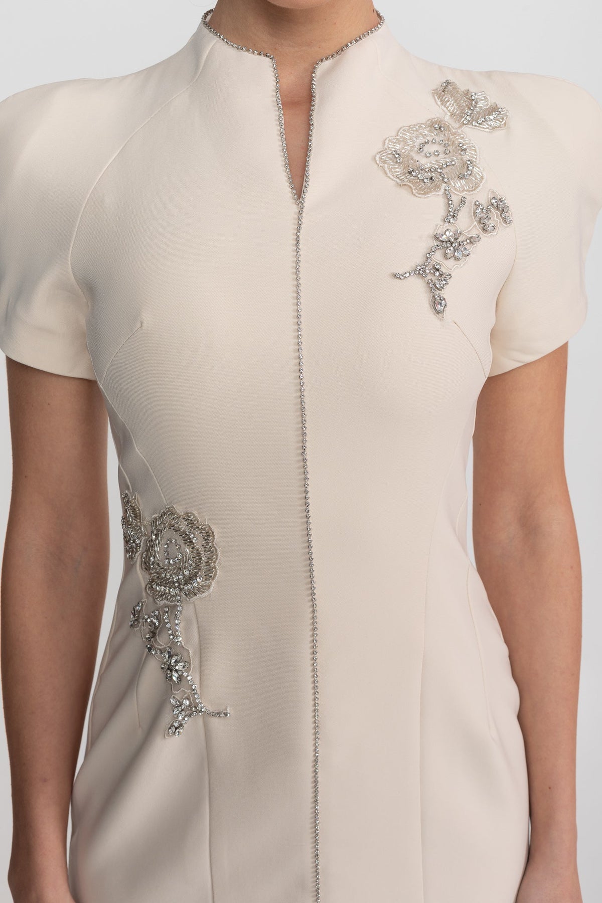 Short Sleeve Midi Dress - Ivoire - View 5