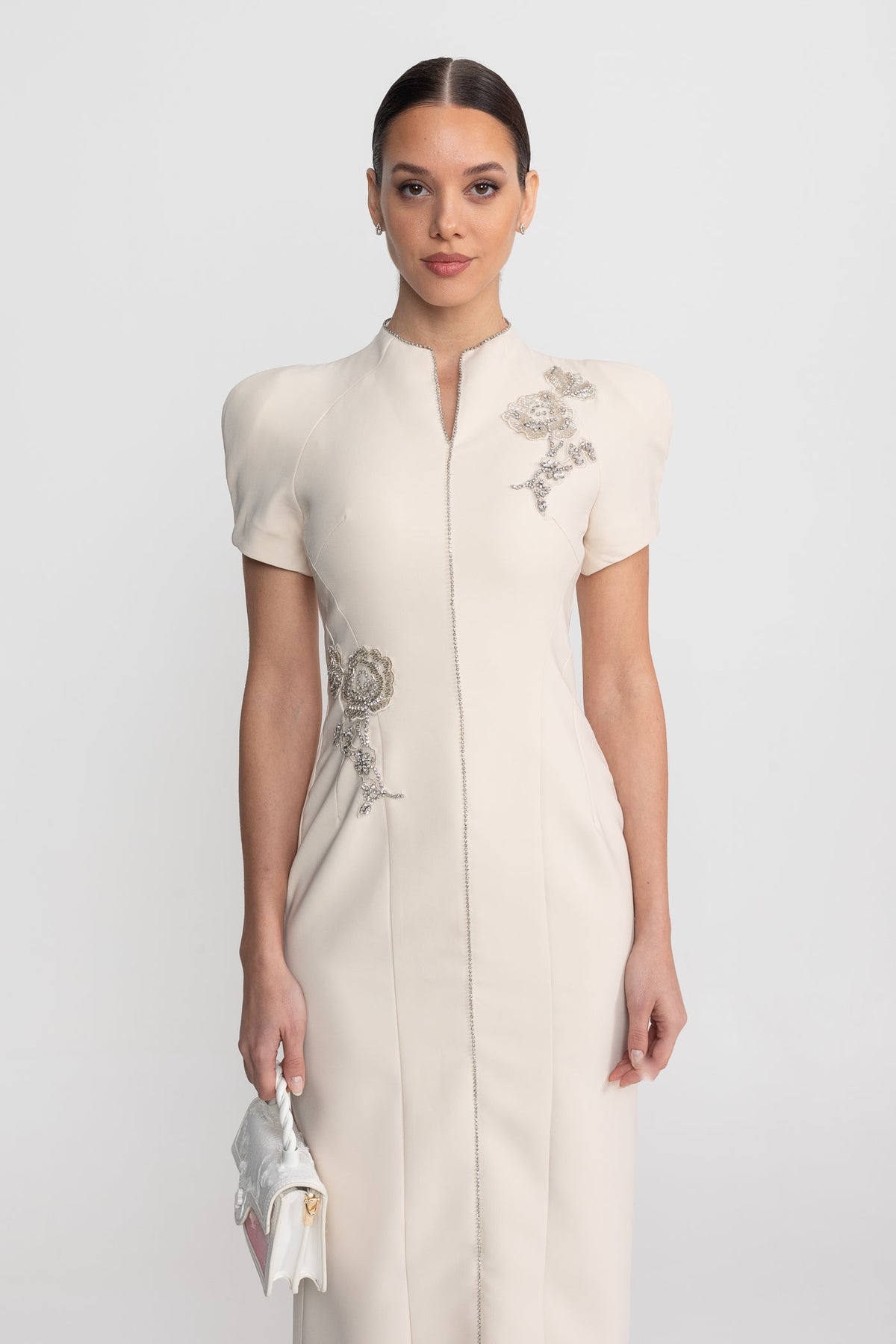 Short Sleeve Midi Dress - Ivoire - View 6