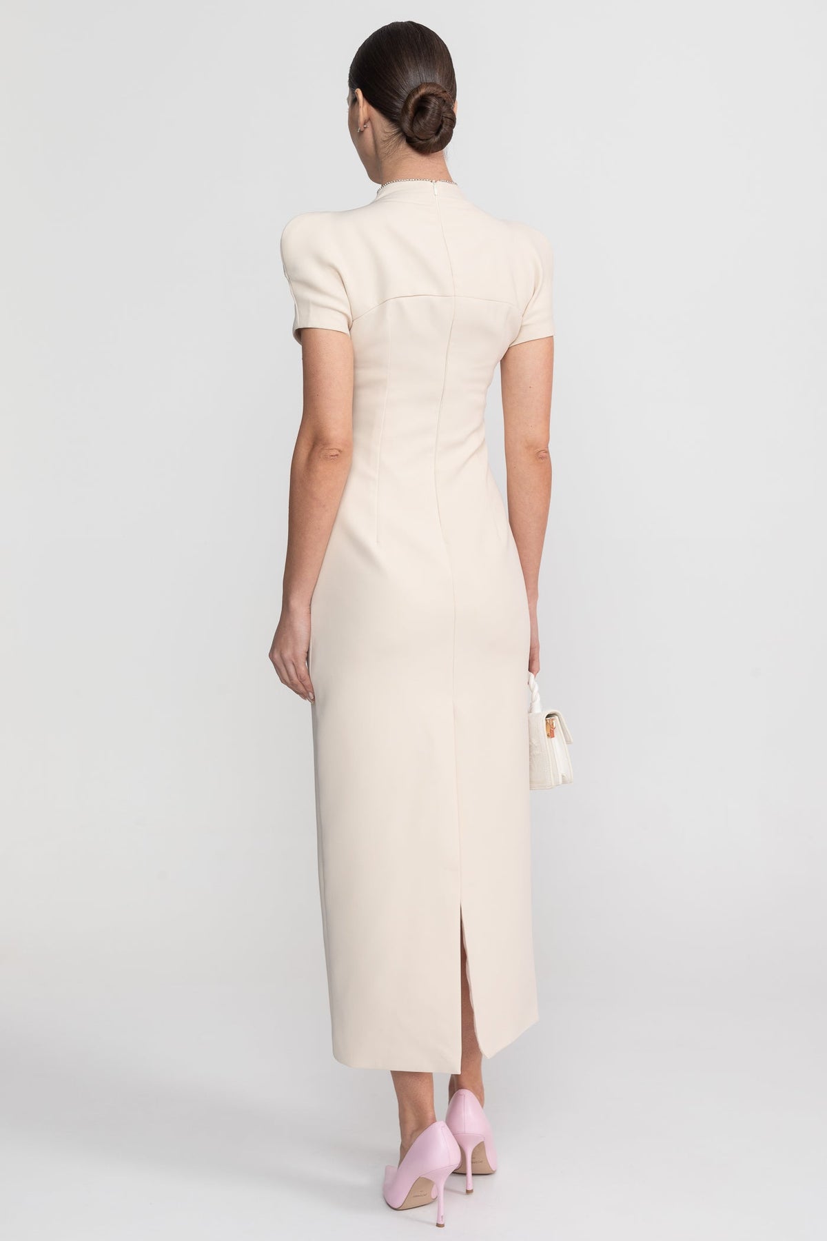 Short Sleeve Midi Dress - Ivoire - View 7