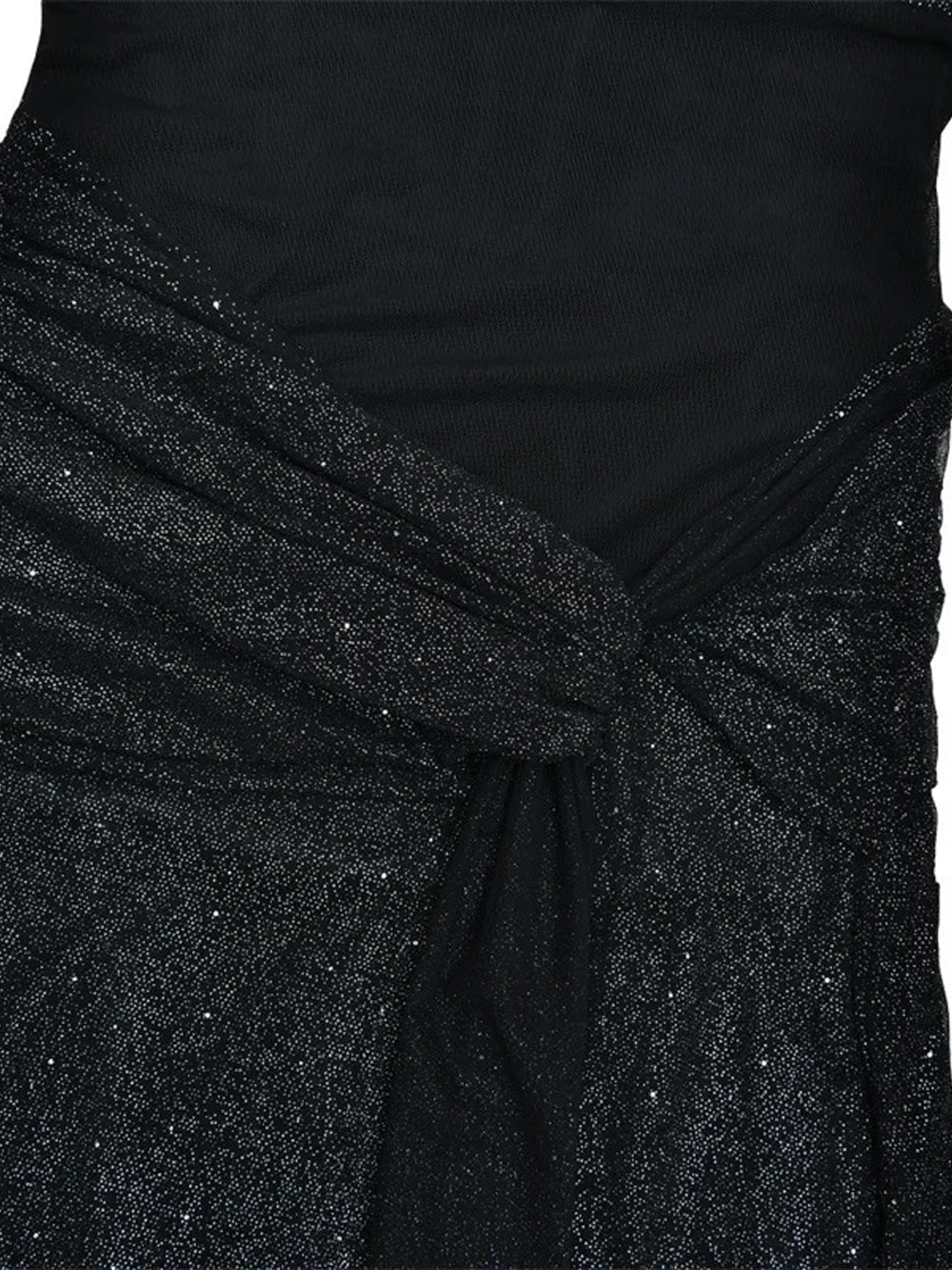 Glitter Strapless Cape Sleeve Cut Out Ruched Mermaid Maxi Gown - View 7