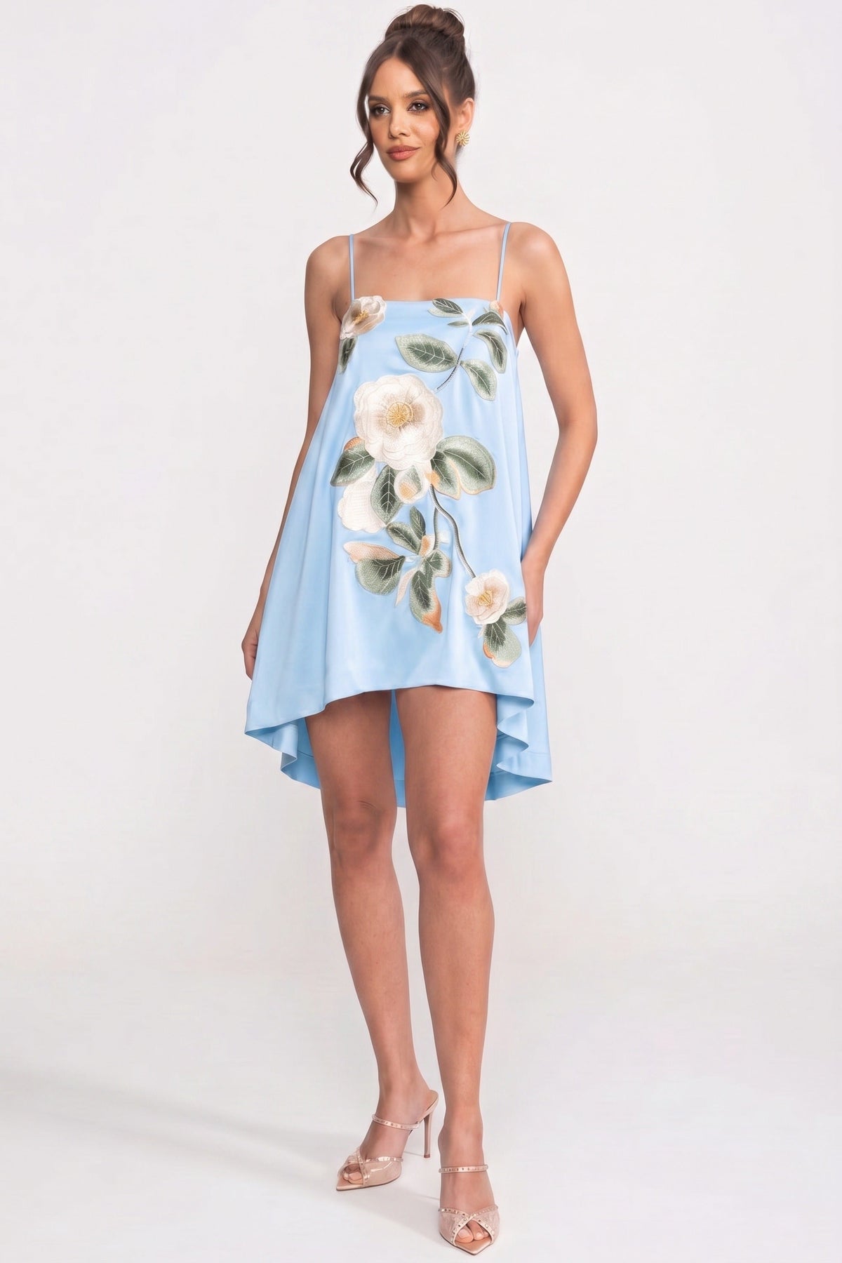 Spaghetti-Strap Mini Dress - Blue - View 2