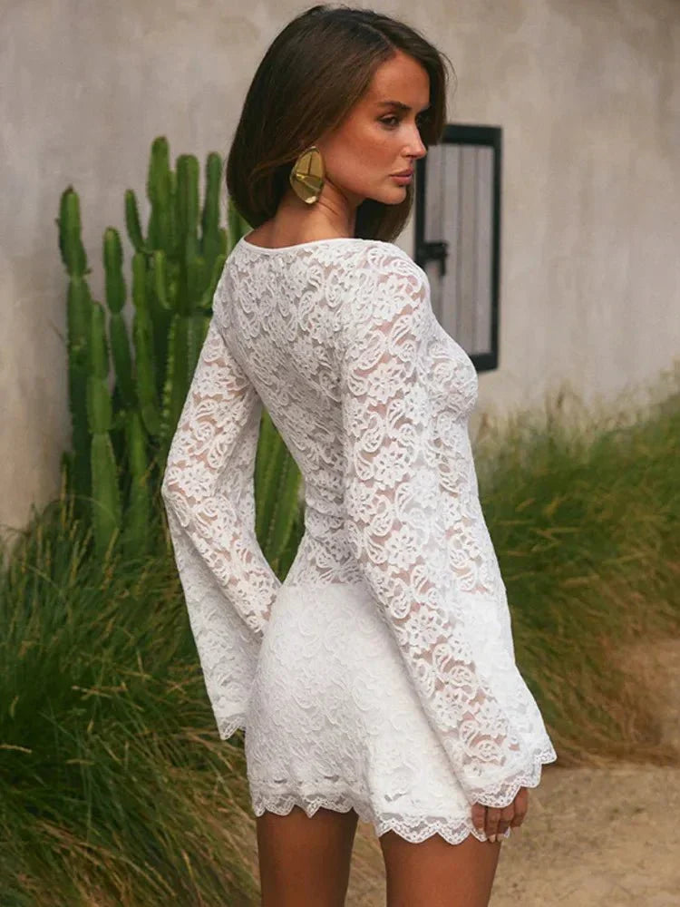 Sofia Lace Long Sleeve Mini Dress - View 2