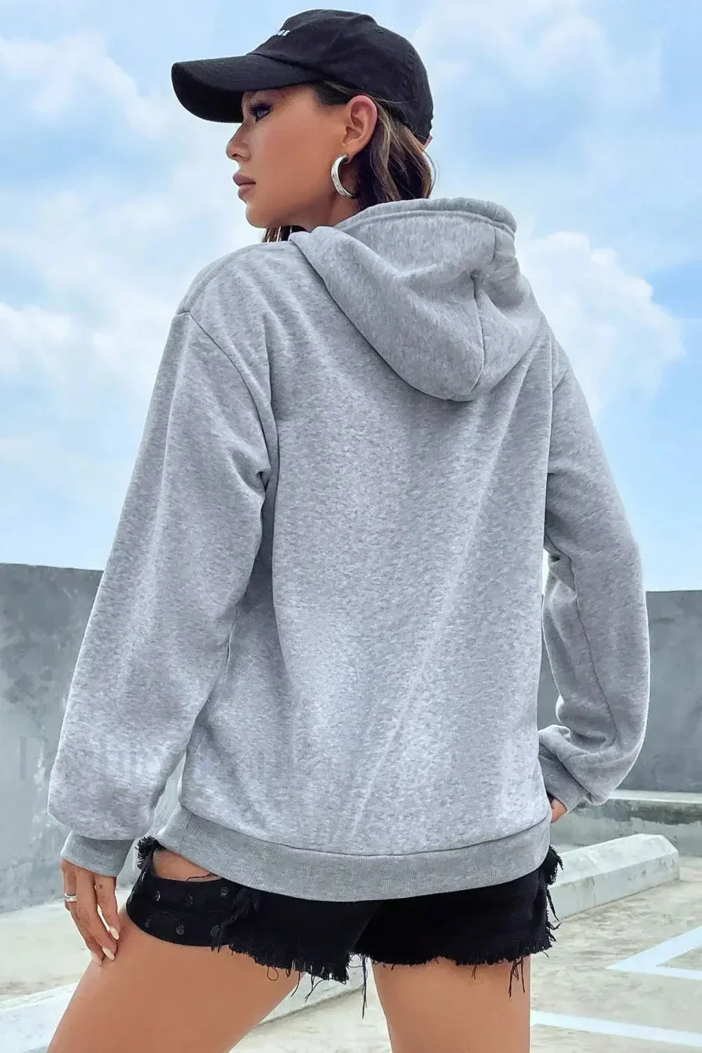 Drawstring Kangaroo Pocket Long Sleeve Oversized Hoodie 4