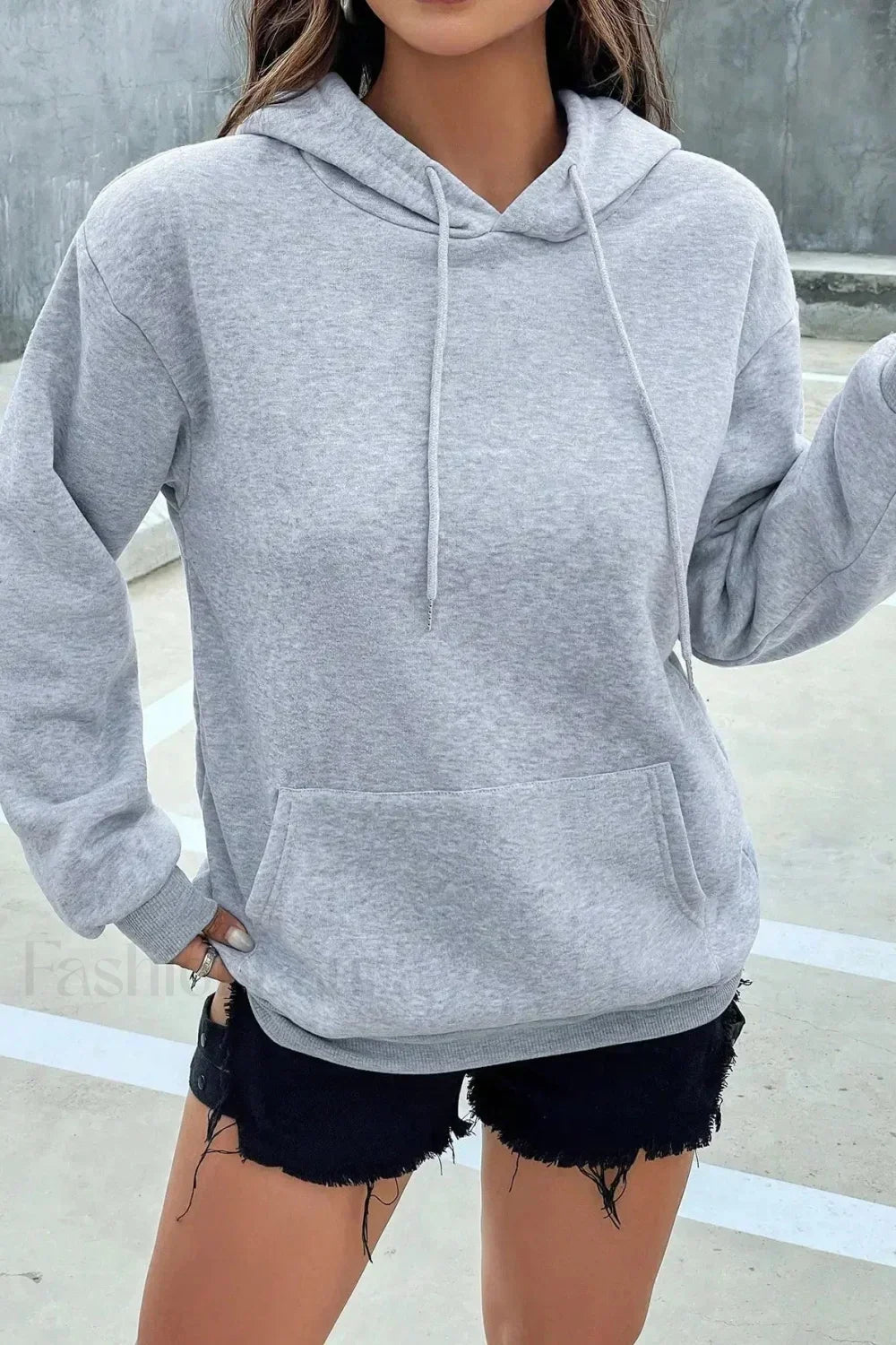 Drawstring Kangaroo Pocket Long Sleeve Oversized Hoodie 5