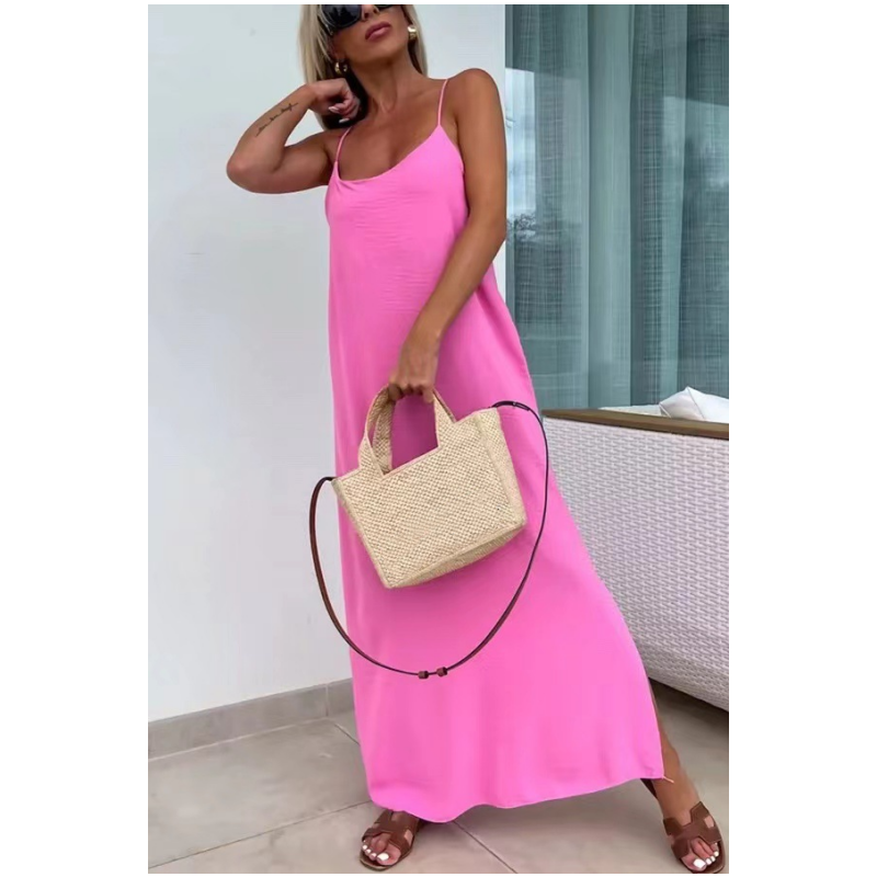 Spaghetti Strap Scoop Neck Flowy A-Line Maxi Summer Dress