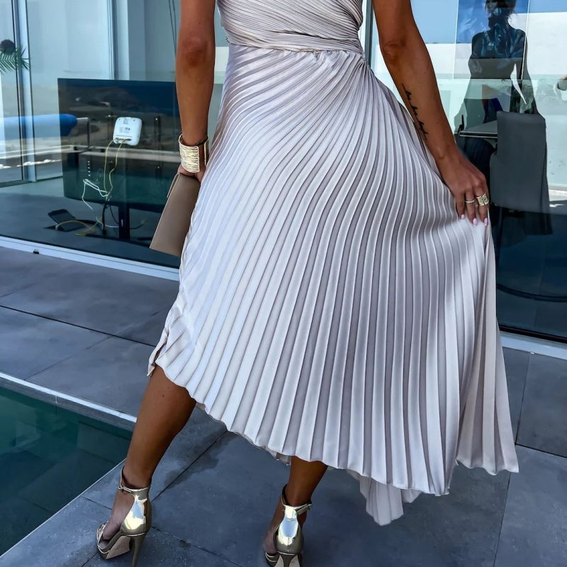 Antonia One Shoulder Pleated Maxi Dress - View 6