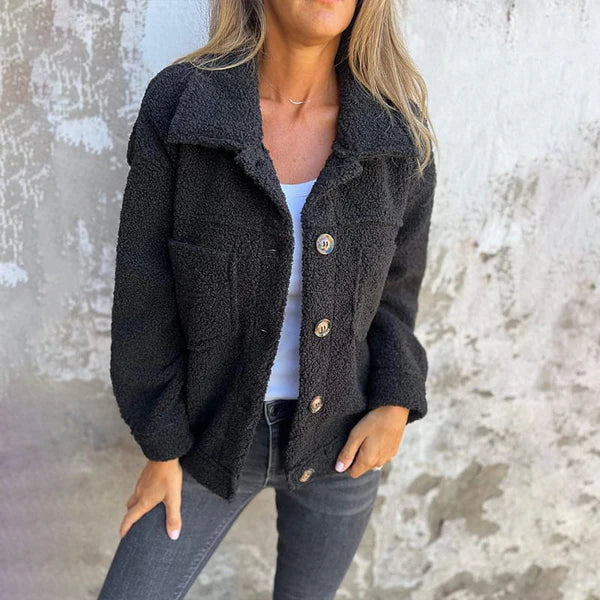 Teddy Fleece Collared Button Front Pocket Shacket Jacket 5