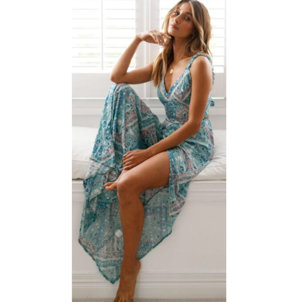 Ruffle Strap Open Back Tie Back Sleeveless Maxi Dress - View 2