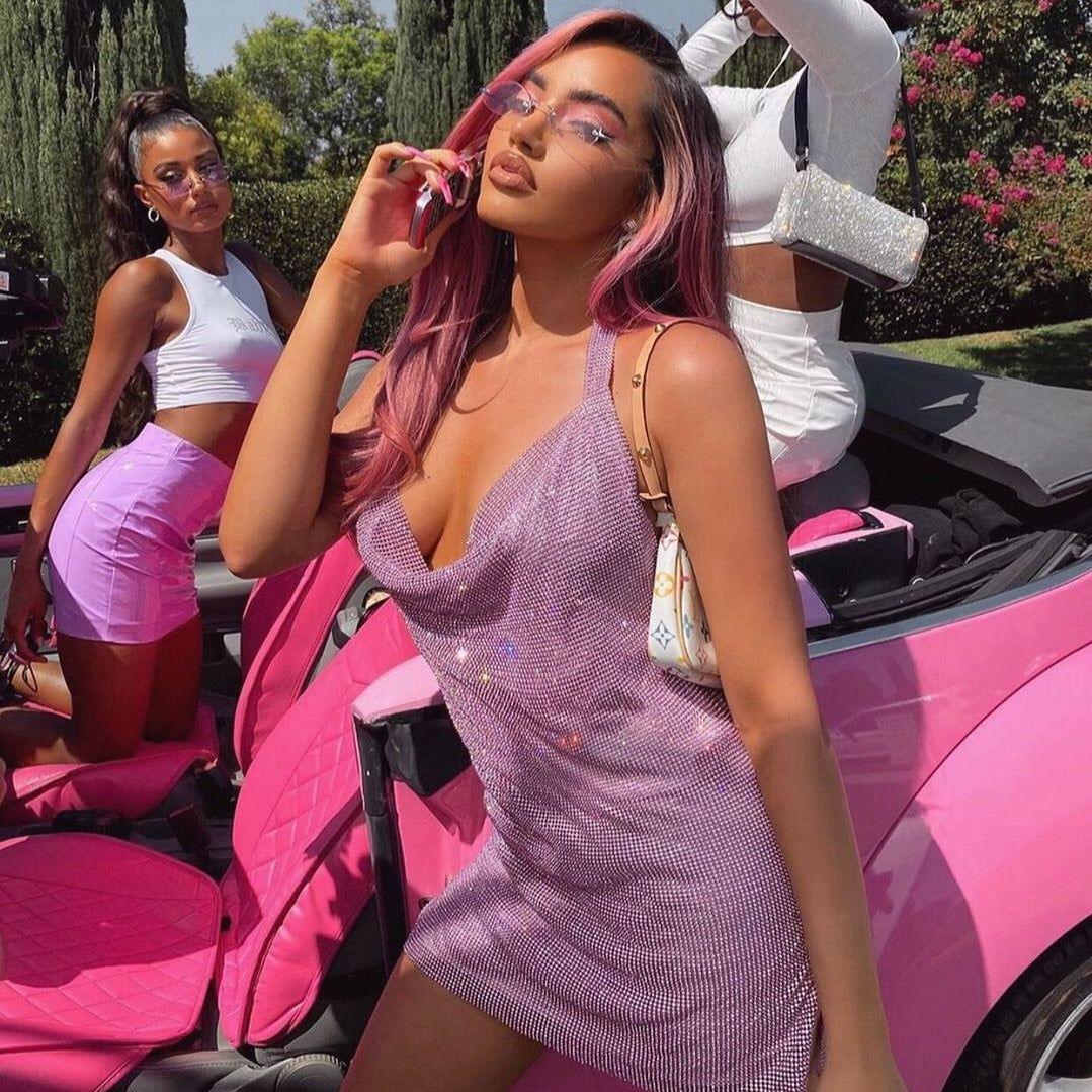 Girl Rules Diamond Mesh Mini Dress - View 6