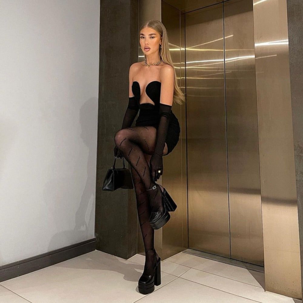 Only The Hottest Cut-Out Bustier Draped Mini Dress - View 5