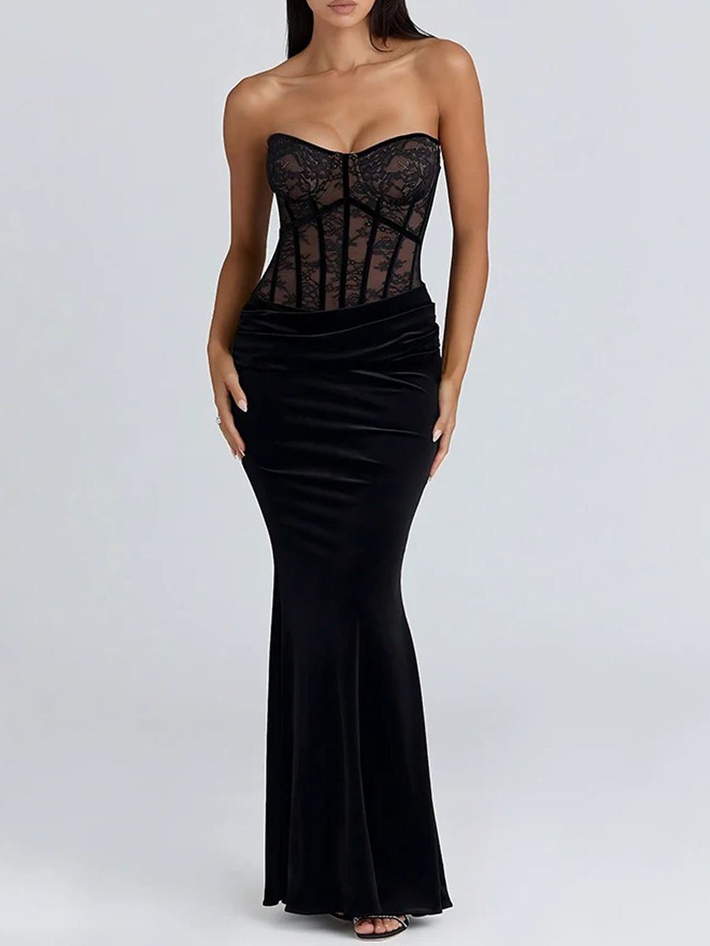 Valentina Lace Corset Maxi Dress - View 3