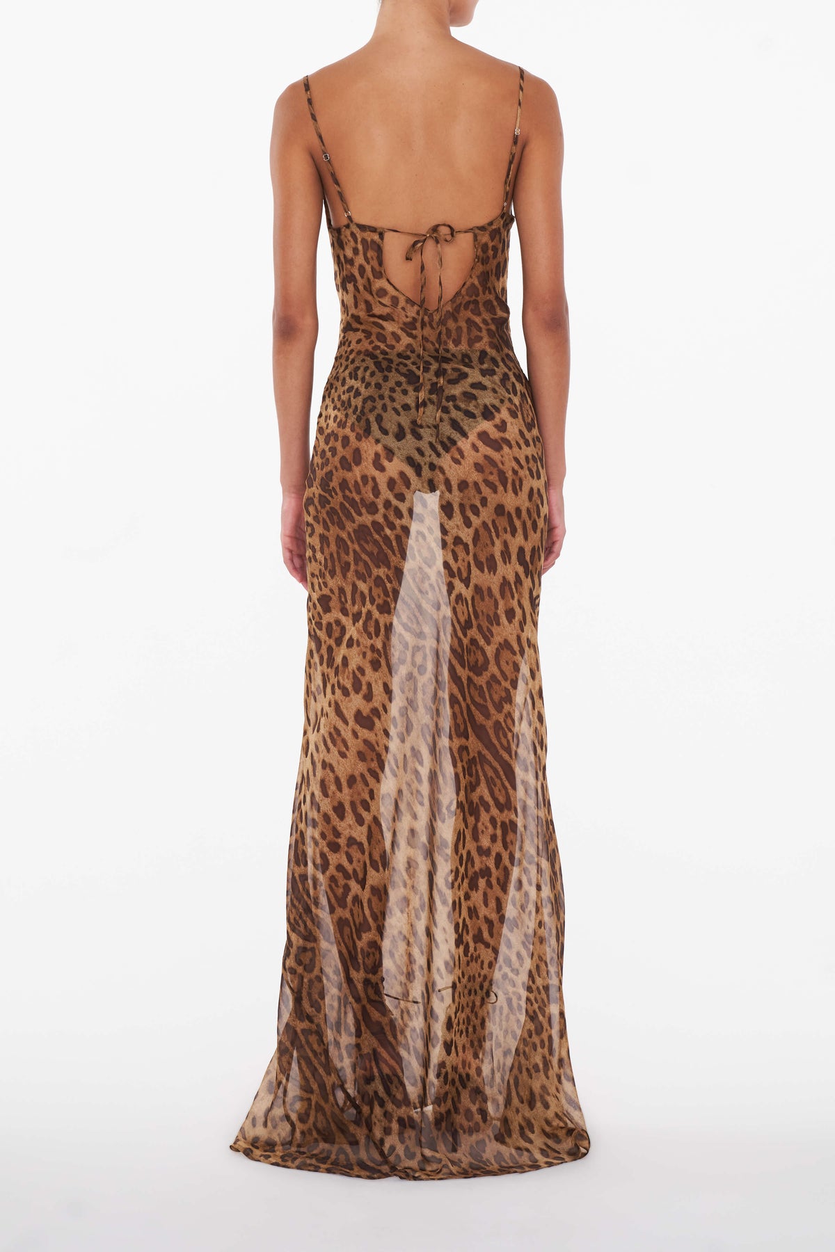 Leopard Print Cowl Neck Satin Slip Maxi Dress 3