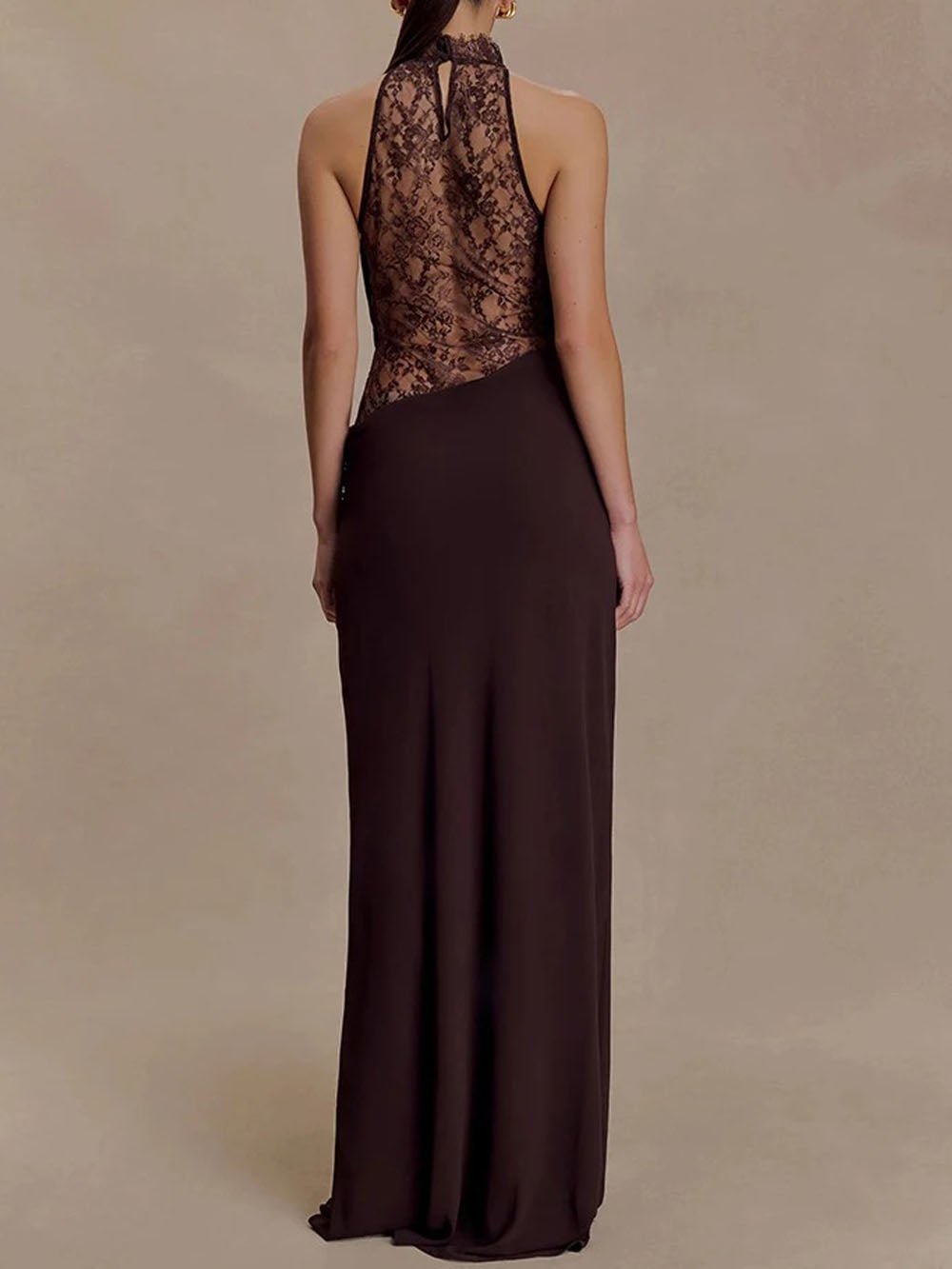 Valeria Lace Backless Halter Maxi Dress - View 2