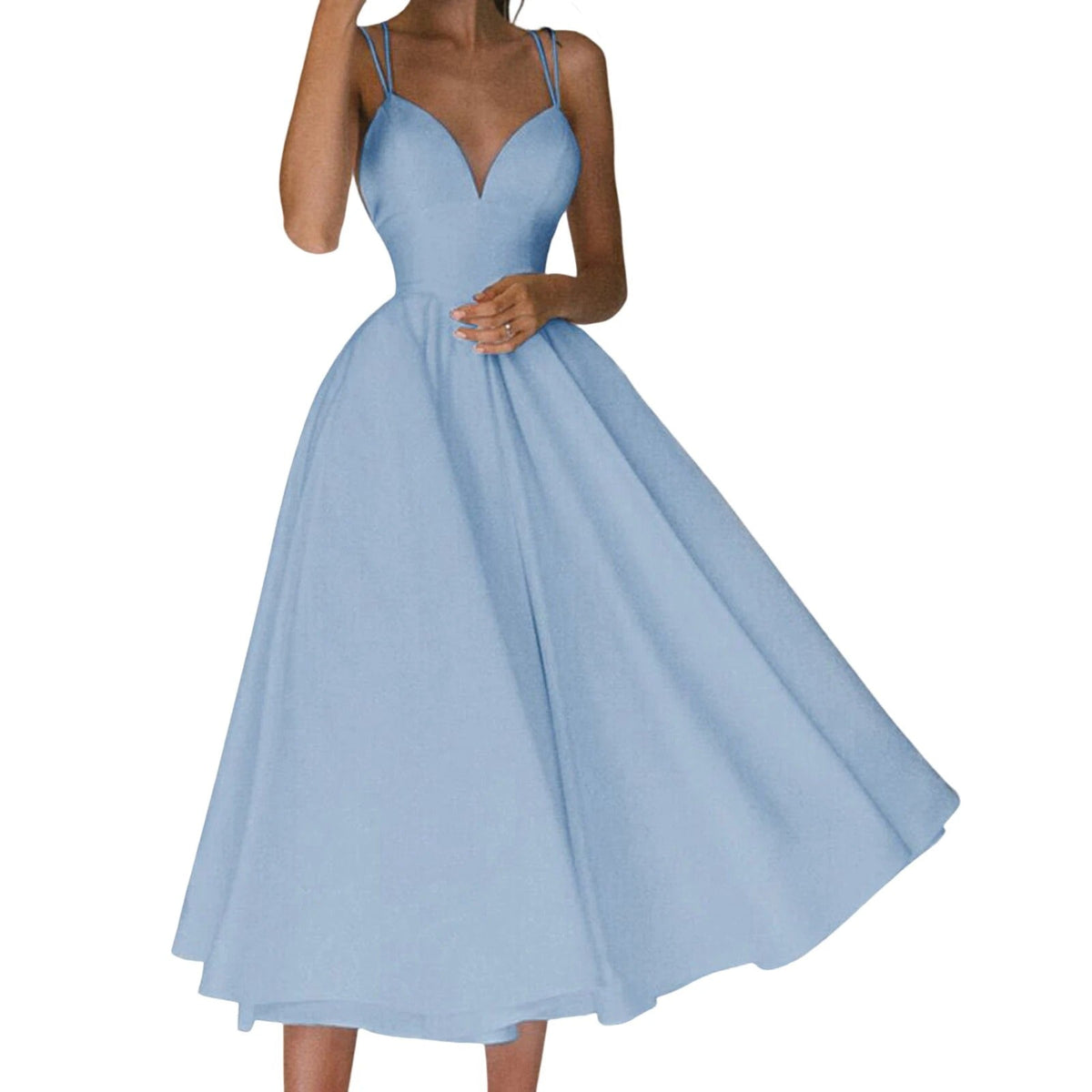 Backless Criss Cross Strap A-Line Midi Cocktail Dress - View 4