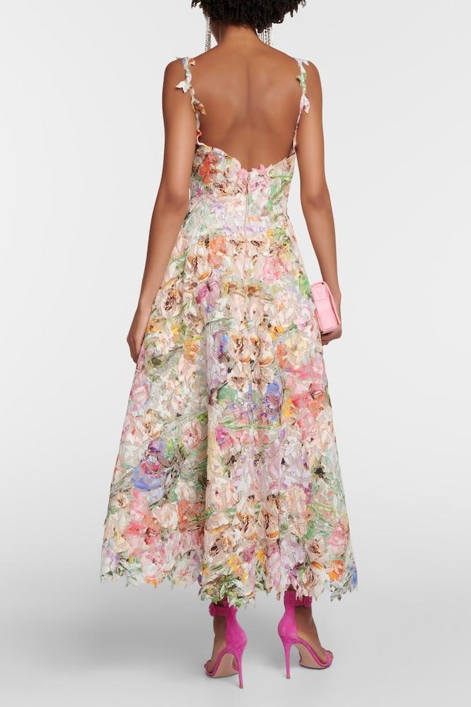 Lace Floral Embroidery Sleeveless Midi Dress - View 2