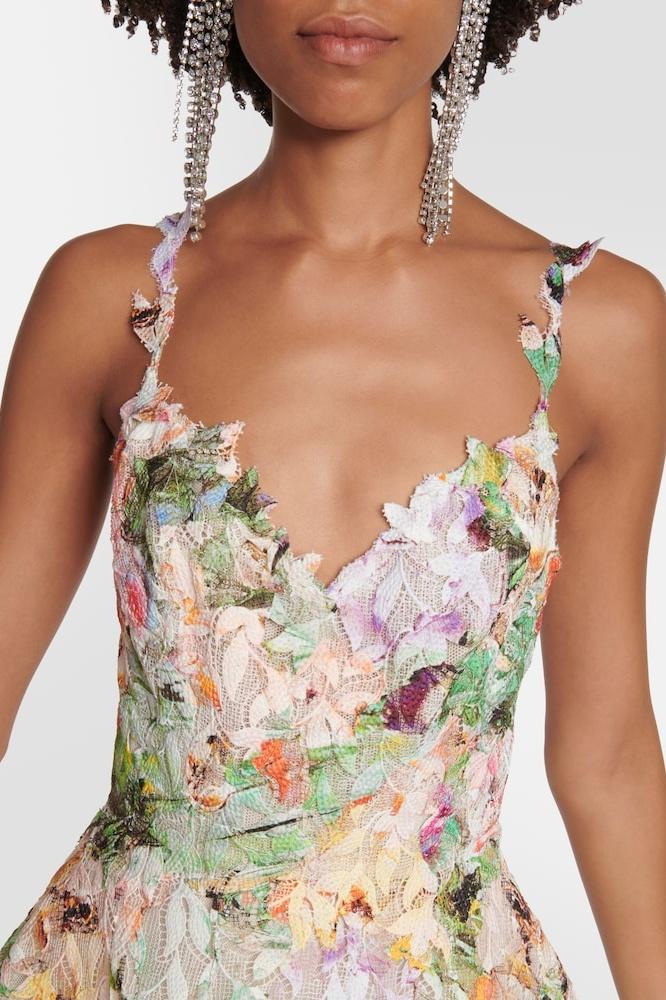 Lace Floral Embroidery Sleeveless Midi Dress - View 3