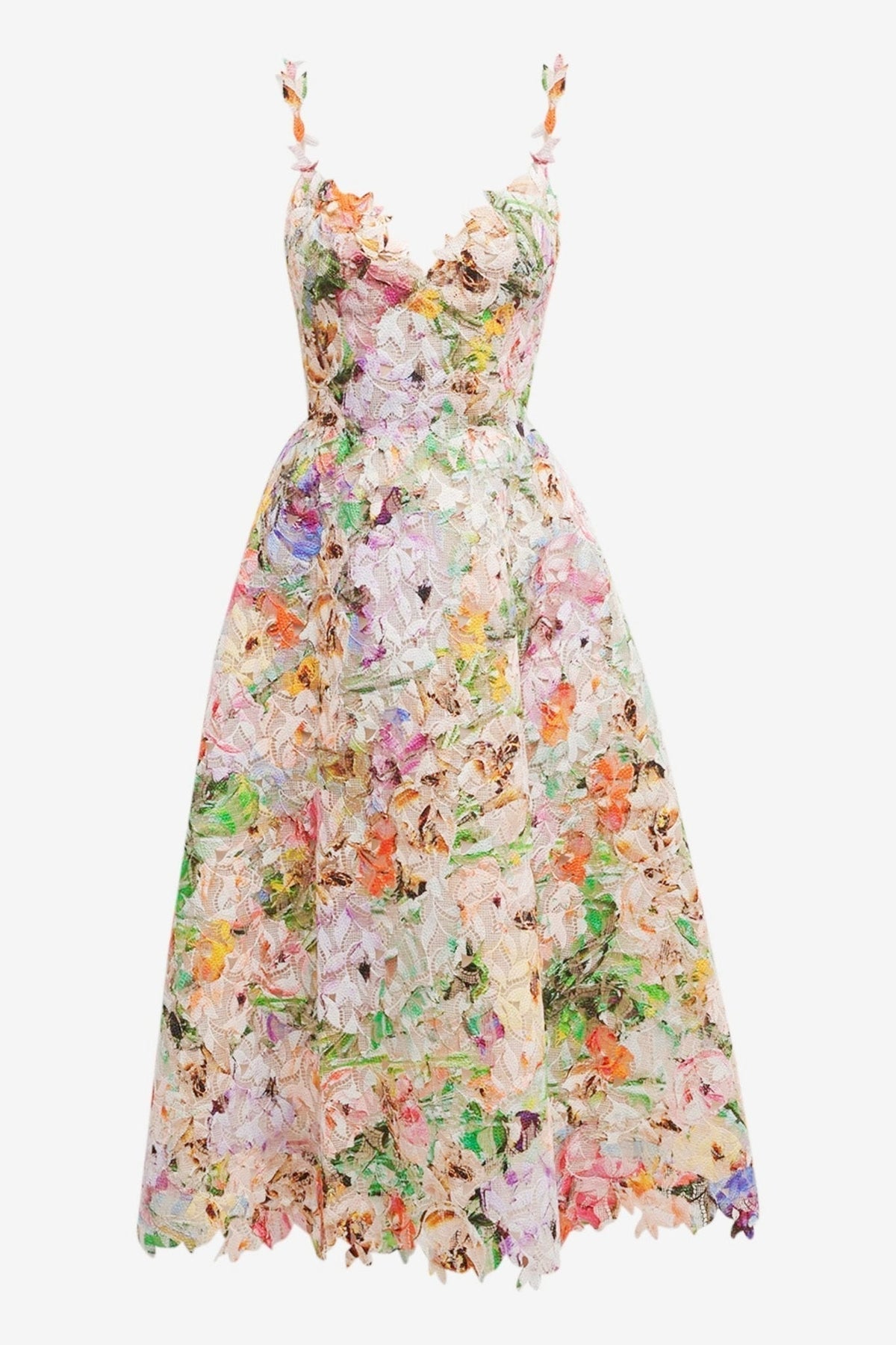 Lace Floral Embroidery Sleeveless Midi Dress - View 4