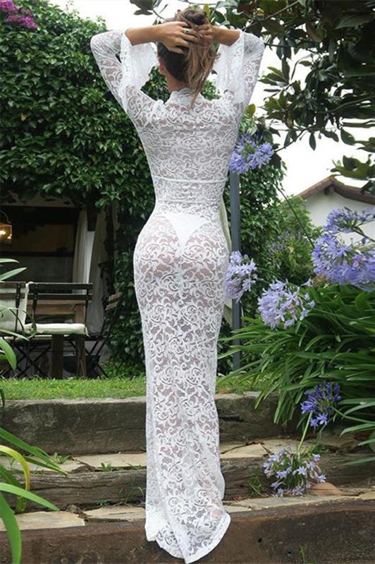 Virginia Sheer Lace Mermaid Maxi Dress - View 3