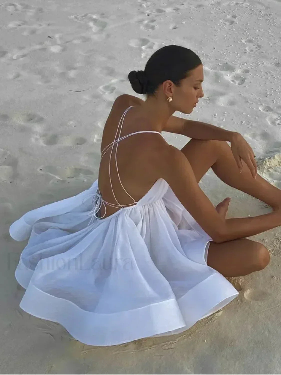 Spaghetti Strap Backless Tiered Ruffle Mini Dress 5